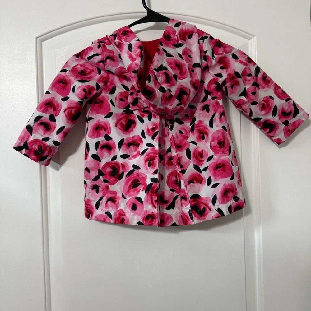 Kate Spade Rain Coat Toddler Girls Size 18 Months Rose Pink And Black Hooded